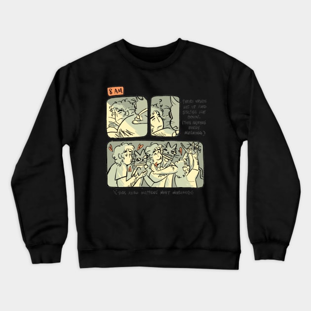 PEDRO WAKES ME UP AND STARES ME DOWN Crewneck Sweatshirt by HERU BOSS MURAI